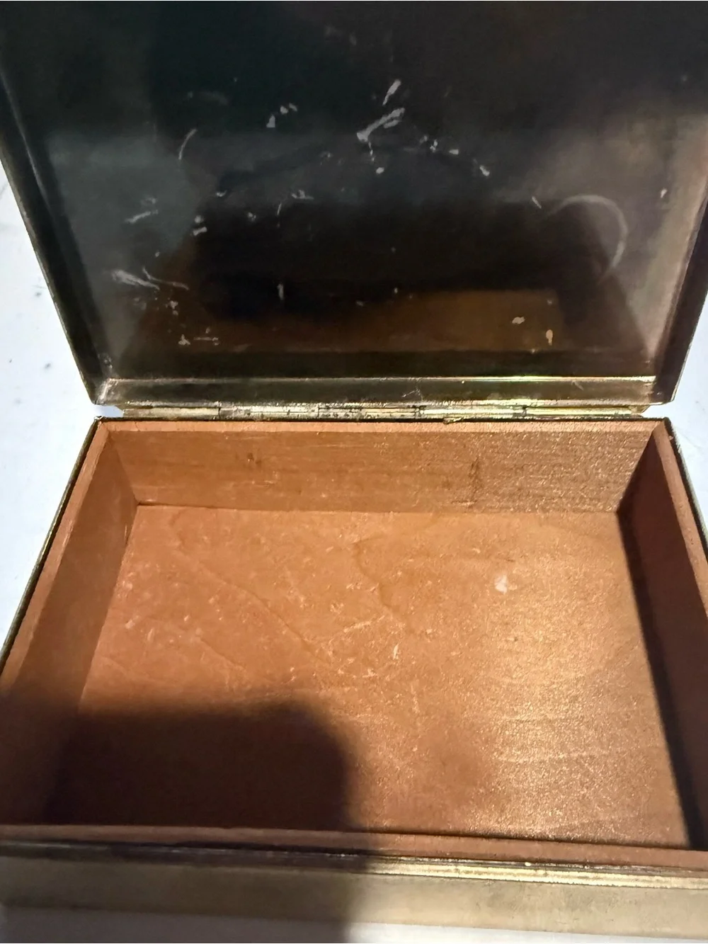 Vintage Gold-Tone Metal Trinket Box Ornate Floral Scrollwork